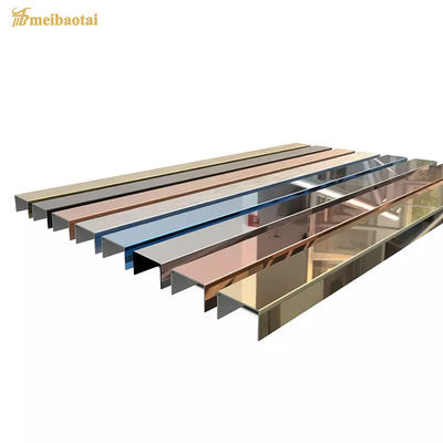 Bordure de carrelage en acier inoxydable à surface miroir, profil en U, avec traitement anti-traces de doigts et longueur de 10 pieds