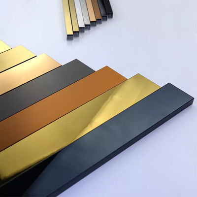 Profilé en U personnalisé en acier inoxydable 304 avec revêtement de couleur PVD pour garniture de carrelage et applications de profilé en U