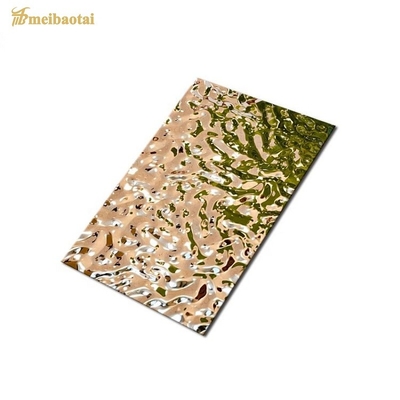 Couche de couleur PVD miroir d'eau ondulation d'acier inoxydable feuille de décoration plafond bureau