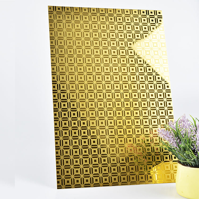 Le miroir de la feuille 4x8 d'acier inoxydable d'ascenseur de bord de moulin a gravé à l'eau-forte la couleur de cuivre de Pvd d'or pour la porte