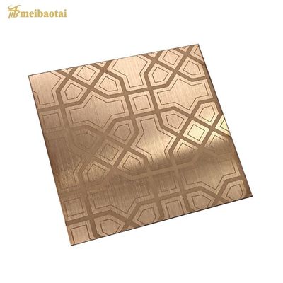 Panneau d'ascenseur en feuille d'acier inoxydable 304 finition dorée rose en 1219x2438mm Taille