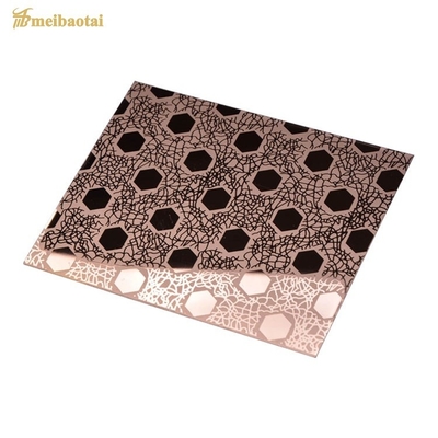 0.95mm épaisseur Ascenseur en acier inoxydable plaque d'or rose finition polie gravure