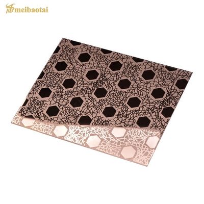 Plaque d'acier inoxydable 304 pour ascenseur, finition polie or rose, gravure, épaisseur 0,95 mm