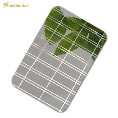 Super Mirror Plaque d'acier inoxydable 304 gravée en argent avec une épaisseur de 0,95 mm pour les applications de plafond et de mur