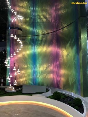 Bon prix Lobby adapté aux besoins du client de décoration de feuille d'acier inoxydable d'arc-en-ciel de modèle de laser en ligne