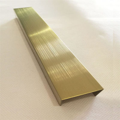 Bordure de carrelage en forme de U en acier inoxydable 304 avec revêtement de couleur PVD, largeur de 15 mm, pour applications décoratives