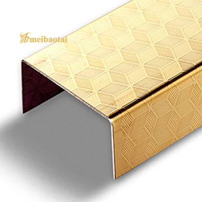 3050mm longueur miroir or argent 304 acier inoxydable U forme carreaux décoration bord profilé