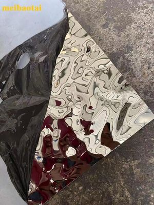 Bon prix Champagne or bleu miroir d'eau ondulations d'acier inoxydable feuille de décoration murale plafond de bureau en ligne