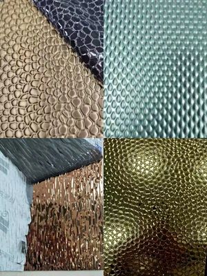 Bon prix Tôle d'acier inoxydable gaufrée à revêtement de couleur d'une épaisseur de 0,85 mm avec double film PVC pour usage décoratif en ligne