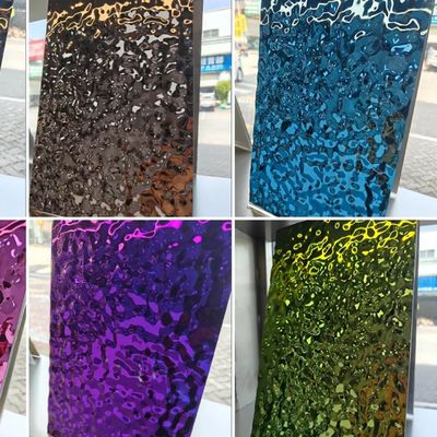 Bon prix Plaque d'acier inoxydable ondulée à l'eau imprimée de différentes couleurs PVD en ligne