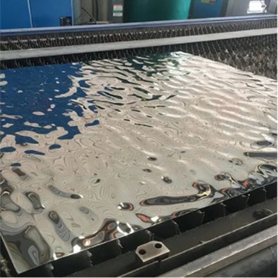 Tôle d'acier inoxydable à ondulation d'eau polie miroir argenté, épaisseur 0,65 mm, pour décoration intérieure