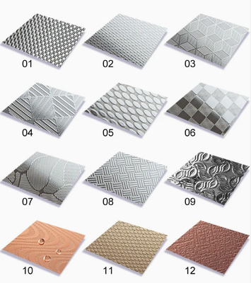 0.85mm épaisseur motifs en relief en acier inoxydable plaque de décoration