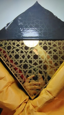 vente chaude Plaque de décoration en acier inoxydable miroir doré gravé