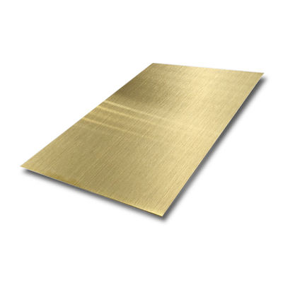 Tôle d'acier inoxydable Champagne Gold Hairline de 0,65 mm d'épaisseur et de taille quatre pieds pour applications décoratives