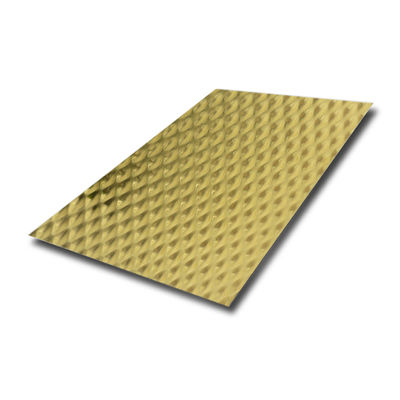 Tôle d'acier inoxydable gaufrée miroir or 6WL avec une épaisseur de 0,85 mm et un double film PVC pour plaque métallique décorative