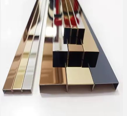 Bon prix Profilé en U en acier inoxydable miroir 8K pour décoration murale avec revêtement anti-traces de doigts et couleur PVD en ligne