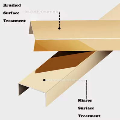 Ligne de cheveux en or / miroir en or en acier inoxydable U Carreaux de décoration de profil