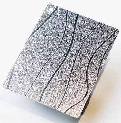 Tôle d'acier inoxydable emboutie finition miroir grade 201 avec double film PVC pour panneaux muraux décoratifs