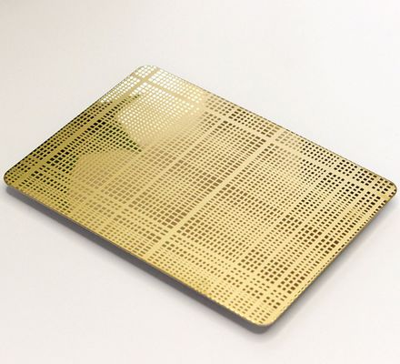 Finition miroir en or 304 acier inoxydable feuille gravée plaque de décoration 1219x2438mm Taille
