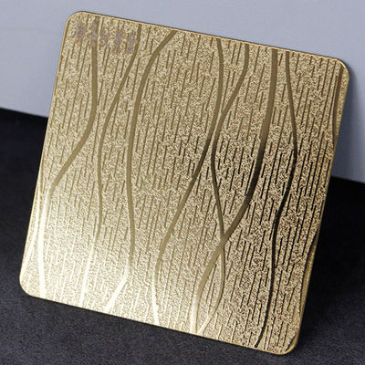 Plaque d'acier inoxydable à motif en bois de miroir doré gravée d'une épaisseur de 0,85 mm pour panneaux muraux décoratifs