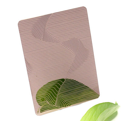 Finition miroir or rose en acier inoxydable gravé avec film laser PVC en 304 grade
