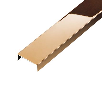 SS304 Ligne de cheveux or rose finition miroir anti-empreintes digitales en acier inoxydable U carreaux de garniture pour mur décoratif
