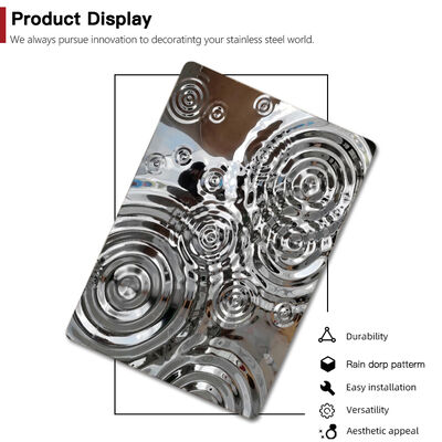 Bon prix Tôle d'acier inoxydable de modèle d'ondulation de goutte de pluie d'effet du miroir 304 8K pour le mur en ligne