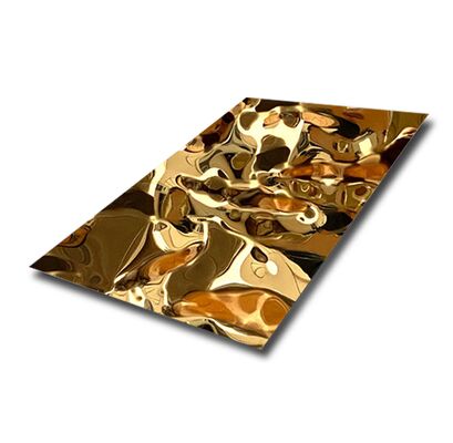 Bon prix 304 feuille ondulée en or miroir d'eau pour le panneau mural intérieur en ligne