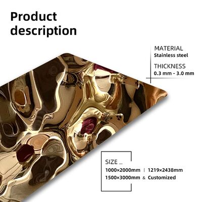 Bon prix Rose Gold Mirror Water Ripple Plaque en acier inoxydable pour la décoration intérieure en ligne