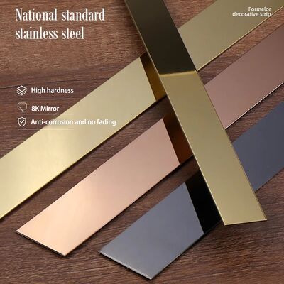Gold/Black/Rose Gold Mirror Stainless Steel Trim Strip, Self-Adhesive