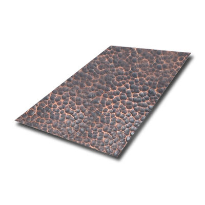Texture martelée feuille noircie en bronze rouge feuille métallique en acier inoxydable