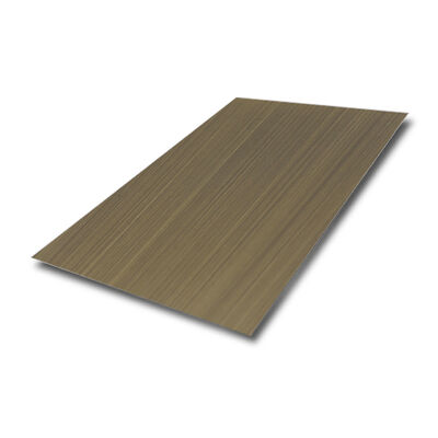 Tôle d'acier inoxydable 304, finition hairline, épaisseur 0,65 mm, aspect bronze noirci