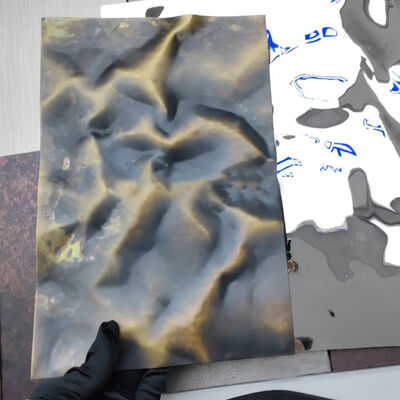 Bon prix 304 feuille d'acier inoxydable avec cuivre vieilli et finition en bronze ancien avec un motif de papier crépe en ligne