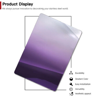 PVD violet et gris miroir à dégradation poli 304 grade décoratif tôle d'acier inoxydable pour la décoration intérieure