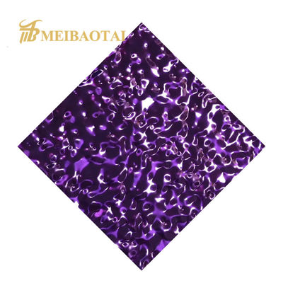 Bon prix Plaque d'acier inoxydable 304 de qualité, revêtement PVD violet, épaisseur 0,55 mm, aspect vague d'eau, pour plafond et mur en ligne