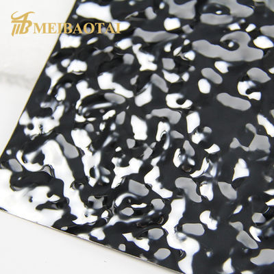 Tôle d'acier inoxydable à ondulation d'eau miroir noir, grade 201, taille 2438 mm pour la décoration murale et de plafond de luxe