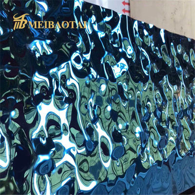 Tôle d'acier inoxydable à ondulation d'eau, revêtement PVD bleu, grade 304, norme JIS, pour applications décoratives