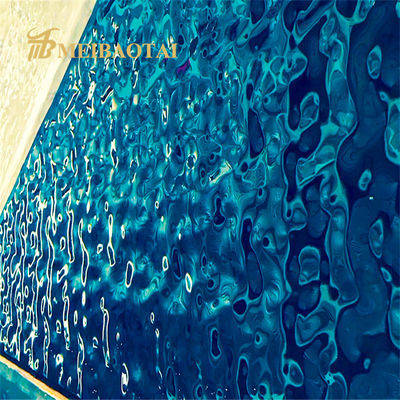 Tôle d'acier inoxydable 201 avec revêtement PVD bleu motif vague d'eau, épaisseur 0,65 mm, pour décoration de plafond