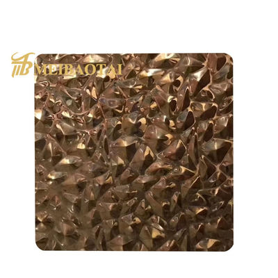 JIS Standard Rose Gold Plating 0,65 mm épaisseur tôle en acier inoxydable en relief pour plaque SS décorative