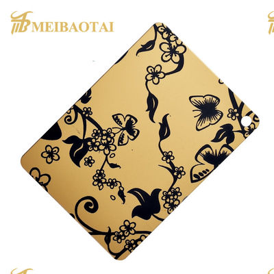 Bon prix L'acier inoxydable de miroir de revêtement de couleur de Pvd a gravé à l'eau-forte la feuille 1219x2438mm en ligne