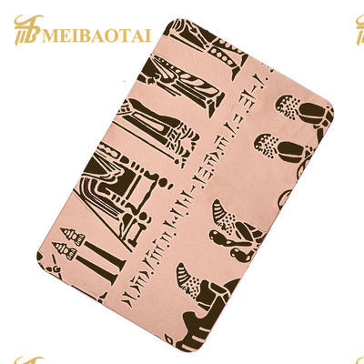 Bon prix 201 dureté gravée à l'eau-forte de Pvd Rose Gold Color HRB100 de feuille d'acier inoxydable en ligne
