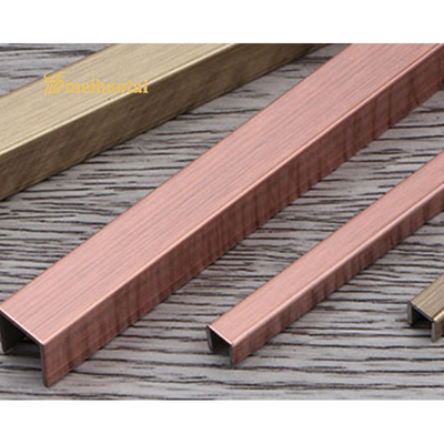 Garniture de carreaux en acier inoxydable en forme de U brossé bronze rose