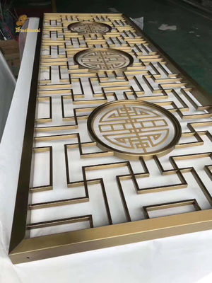 Bon prix Partageur de salle en acier inoxydable Ss304 Couleur dorée Décoration murale de coiffure en ligne