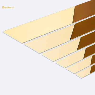 0.55mm épaisseur SS304 miroir carreaux en acier inoxydable Trim avec revêtement PVD or pour les murs et les revêtements de sol