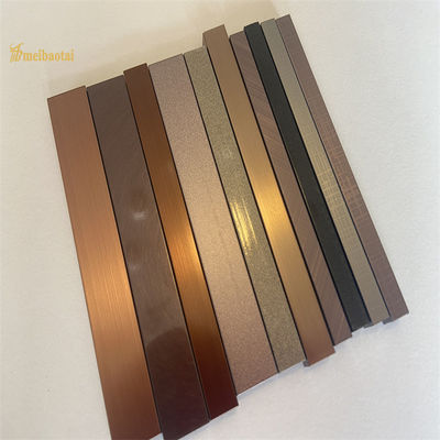Bordure de carrelage en acier inoxydable 304 finition hairline colorée, profil U6 U8 U12 pour finition décorative