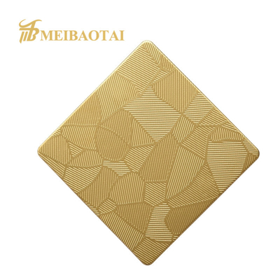 SS304 201 Plaque d'acier inoxydable en relief de couleur dorée pour la décoration murale