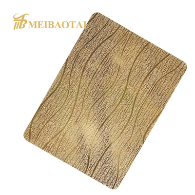 Bois décoratif de la feuille 304 d'acier inoxydable de mur de relief fini