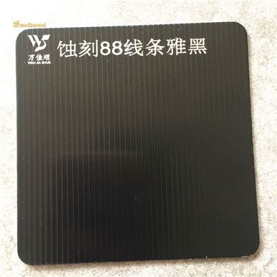 Plaque d'acier inoxydable de couleur noire et gravée en PVD durable 1219x3048 mm pour la décoration des murs du plafond