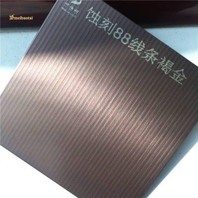 Le double PVC a gravé à l'eau-forte la ligne modèle de l'or No.88 de Brown de feuille d'acier inoxydable