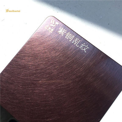 Plaque d'acier inoxydable 0,65 mm d'épaisseur, anti-traces de doigts, revêtement PVD violet, finition brossée, pour applications décoratives